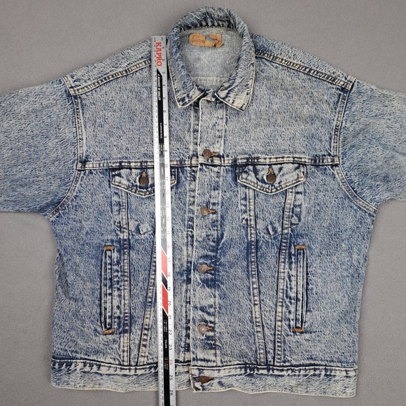 Vintage Levis Denim Trucker Jacket Mens Large‎ Blue Acid Washed USA 70507 0510 - Picture 6 of 16